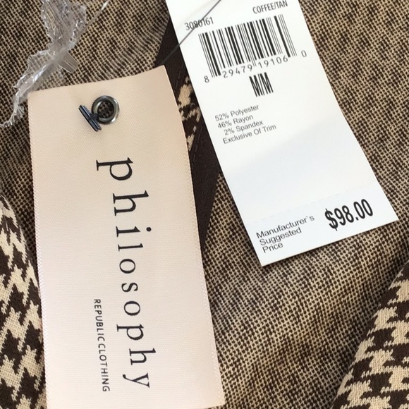 Philosophy brown houndstooth dbl breasted long blazer. M NWT belt not included - Picture 6 of 9